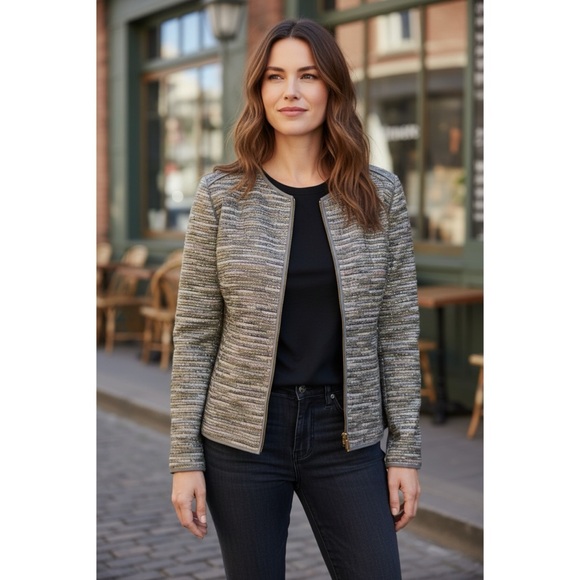 LAFAYETTE 148 NWT Long Sleeve Zip Front Wool Blend Keaton Jacket L